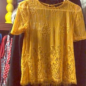 Mustard lace over shirt